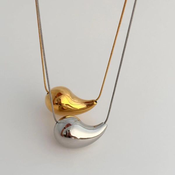 Anhänger Halsketten 3CM Tröpfchen Goldene Wasser Tropfen Halskette Für Frauen Mädchen Edelstahl INS Mode Klassische Vintage Metall Schmuck