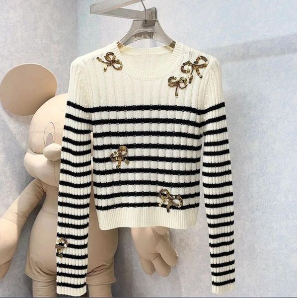 Mi*/ M/iu Maglione pullover slim girocollo da donna stile preppy