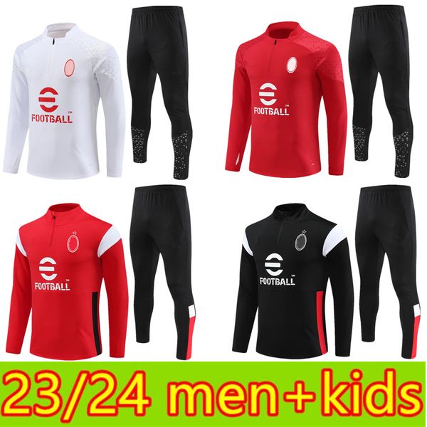 2023 24 homens + crianças Milan Tracksuits IBRAHIMOVIC TONALI Terno de treinamento de futebol Jogging Sets 23/24 Maillot de Foot CALHANOGLU PULISIC LEAO THEO GIROUD Futebol Treino