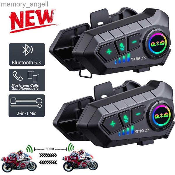 Walkie Talkie 1/2x Musik Interphone Bluetooth 5.3 Motorrad Helm Intercom Headset Wasserdicht 300 m Spielen Sie Musik und Anrufe gleichzeitig ab HKD230925