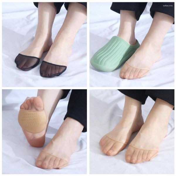 Женские носки, простые летние тонкие удобные невидимые мягкие стельки на половину ладони, черные стельки на высоком каблуке, силиконовые чулочно-носочные изделия в горошек