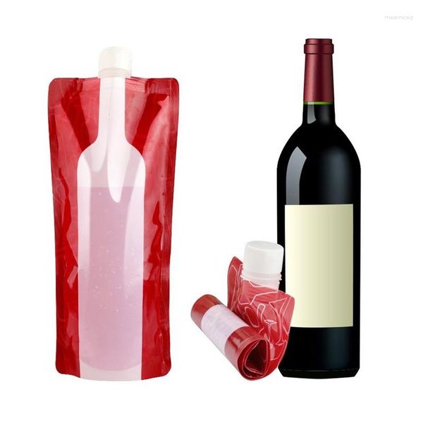 Frascos de quadril 1 pçs saco de vinho dobrável 750 ml portátil reutilizável garrafa de plástico bolsa balão à prova de líquido acessórios para churrasco viagem