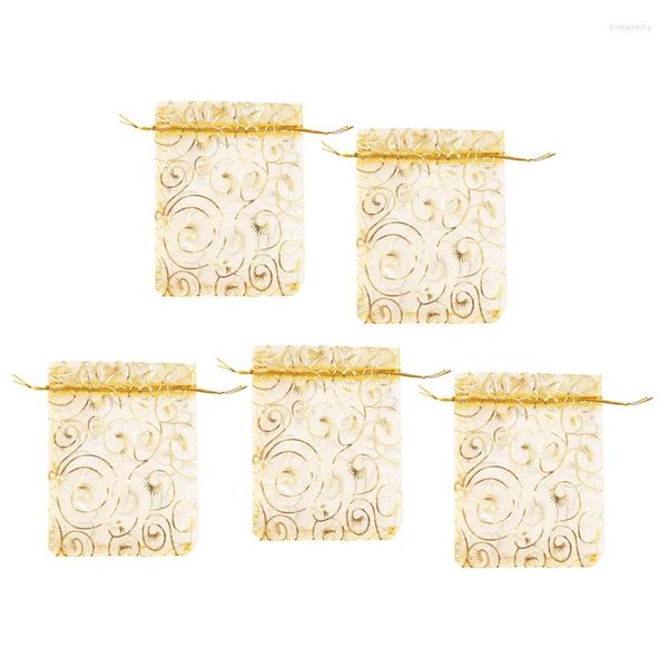 Sacchetti per gioielli 500 pezzi Sacchetti regalo per bomboniere in organza con ciglia color champagne 3,5 pollici x 4,3 pollici