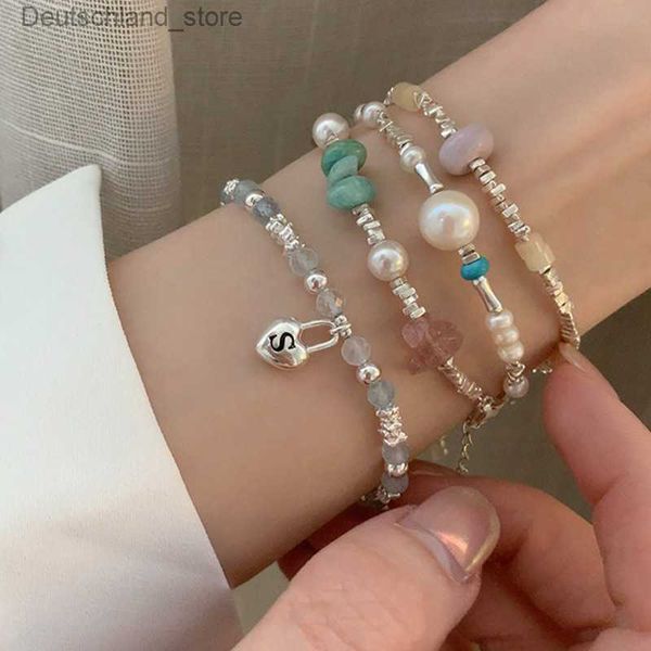 Braccialetti con ciondoli VENTFILLE Bracciale geometrico fatto a mano con perle in argento sterling 925 per le donne Ragazza che borda il regalo di gioielli coreani Ins Dropship all'ingrosso Q230925