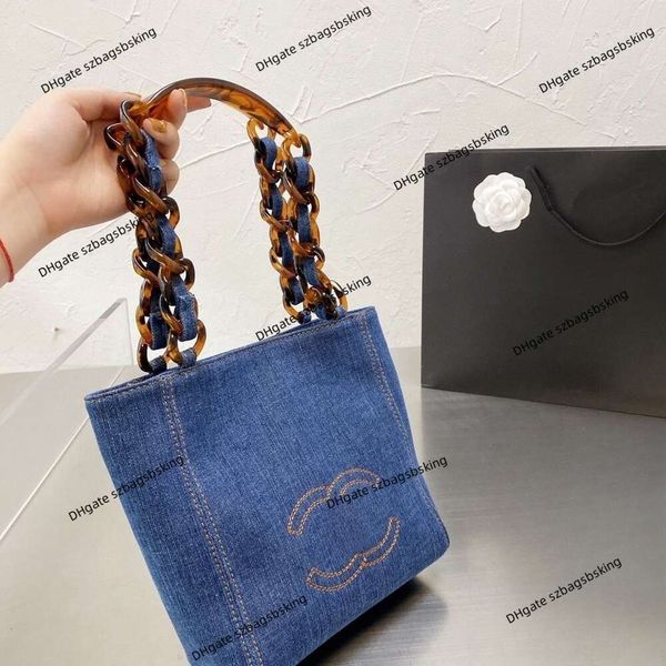 Bolsa de designer de moda bolsa de ombro único jeans de alta qualidade bolsa de sacola de luxo de luxo de vidro grosso saco de compras