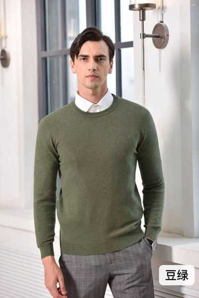 Camisolas masculinas de lã de ovelha penteada jumpers para homens outono inverno casual o-pescoço roupas de malha manga longa masculino puro cashmere malhas