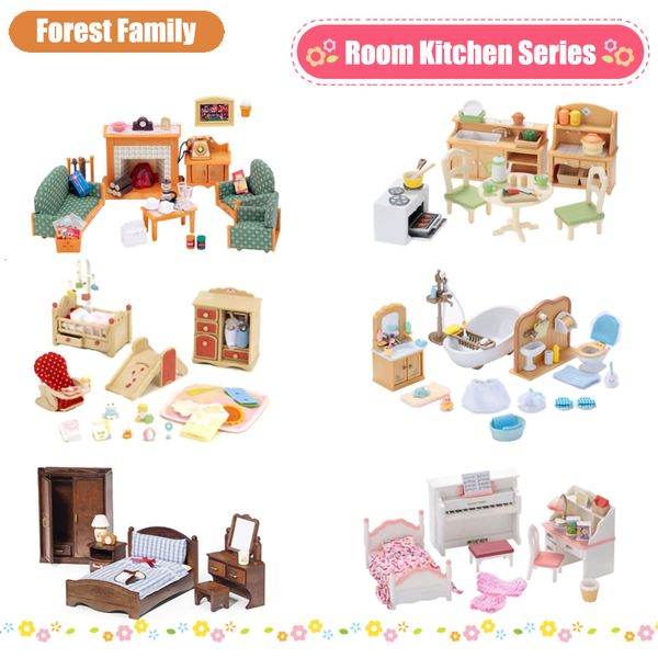 Cucine Gioca Cibo Accessori per case delle bambole in miniatura 112 Collezione di mobili per la casa della famiglia nella foresta Set Pentole da cucina per bambini Regalo per ragazze 230925
