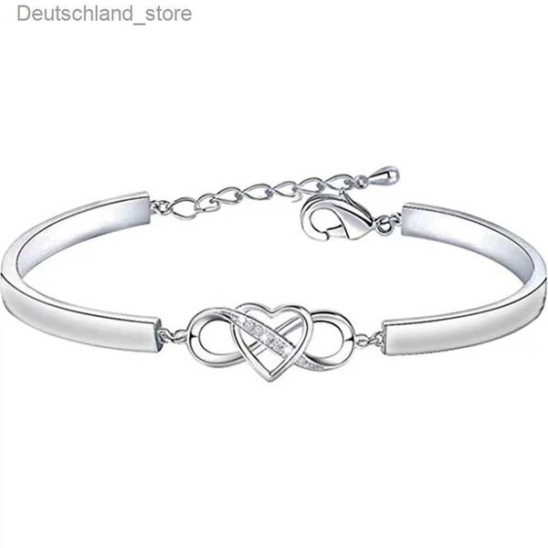 Braccialetti con ciondoli Braccialetti e braccialetti con cuore eterno vintage per le donne Zircone Cristallo Infinity Bracciale con ciondoli Amicizia Gioielli Regalo BFF Q230925