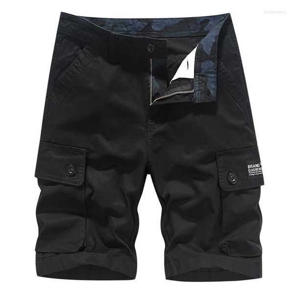 Herren-Shorts, Baumwolle, lässig, Baggy-Cargohose mit mehreren Taschen, 2024, gerade, knielang, Sommer, hohe Qualität