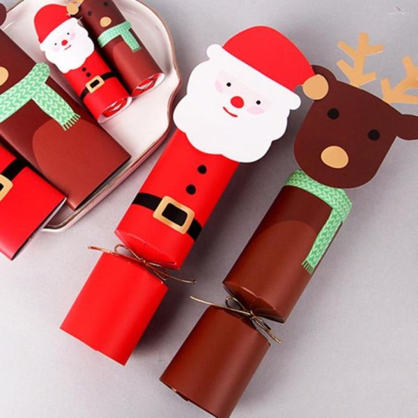 Envoltório de presente 10 pcs doces em forma de caixa de Natal cervos Papai Noel Favor Caixas Bolo Dos Desenhos Animados Embalagem Saco Xmas Ano Fontes de Festa