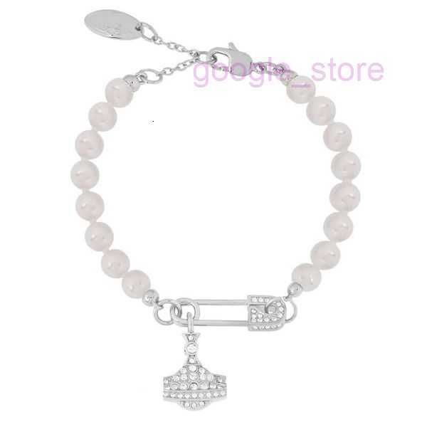 Vivi West Charme Pulseiras Designer Escavado Diamante Pin Pearl Pulseira Mens Mulheres Luxo Jóias Orecchini Bijoux Cjewelers1j6n