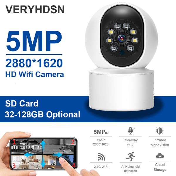 Telecamere IP 5MP 4PCS Telecamera di videosorveglianza Wifi Sicurezza domestica Webcam wireless Baby monitor Monitoraggio automatico intelligente Notte interna 355 230922