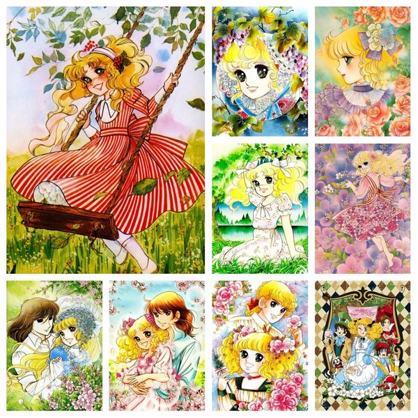 Resimler elmas resim japon karikatür anime şeker kızı çiçek sanat çapraz dikiş kitleri nakış resim mozaik zanaat ev dekor 230925