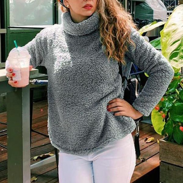 Felpe con cappuccio da donna maglione dolcevita da donna autunno inverno solido elegante spesso caldo maglione lavorato a maglia a maniche lunghe maglione casual da donna