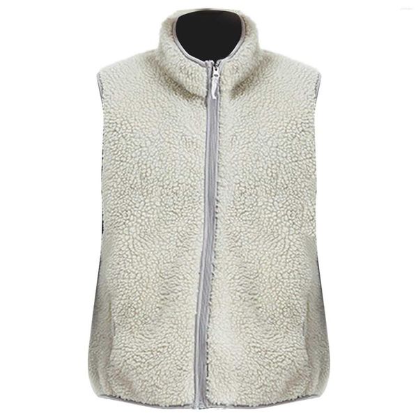 Jaquetas femininas jaqueta de lã o mesmo outono e inverno casais ao ar livre aquecimento ombro em forma de veludo sem mangas levante-se