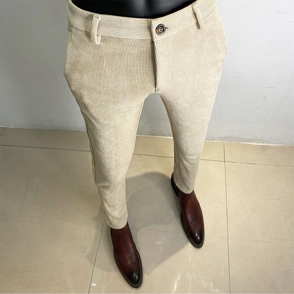 Ternos masculinos 2023 outono inverno negócios terno calças masculinas casual formal magro clássico escritório lã calças retas masculino veludo a96