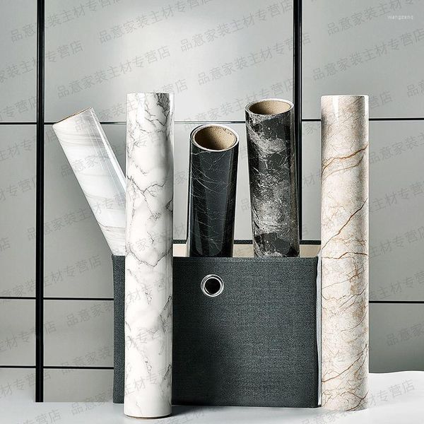 Adesivos de parede Papel de parede de mármore Casca e vara impermeável PVC autoadesivo armários de cozinha desktop decoração de casa filmes decorativos