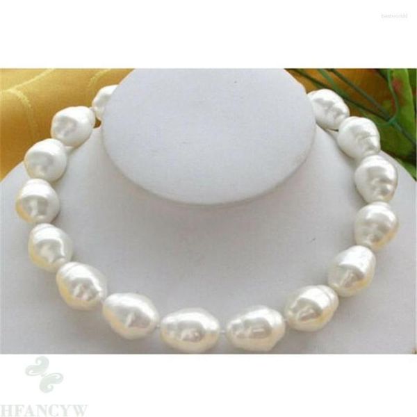Catene Enormi Grandi 18-20mm Collana di Perle di Conchiglia Barocca Bianca del Mare del Sud 18