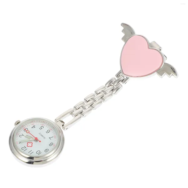 Armbanduhren Taschenuhr Kinder Digital Workers Pin Leuchtendes Pflege-Edelstahl-Herz-Design Miss