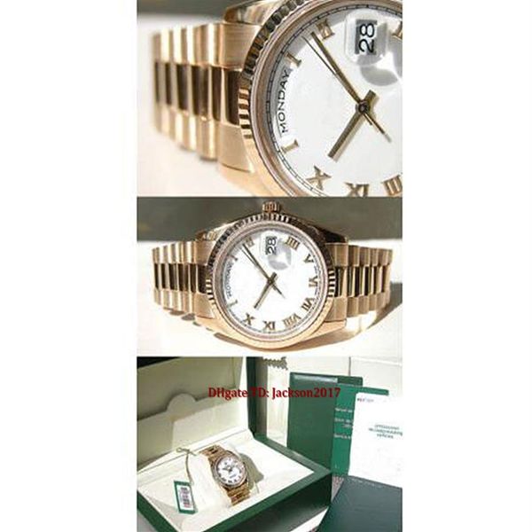 Certificato di scatola originale Orologi moderni casual Orologi unisex President 118238 Orologio in oro giallo 18 carati quadrante romano bianco 36 mm Orologio280G