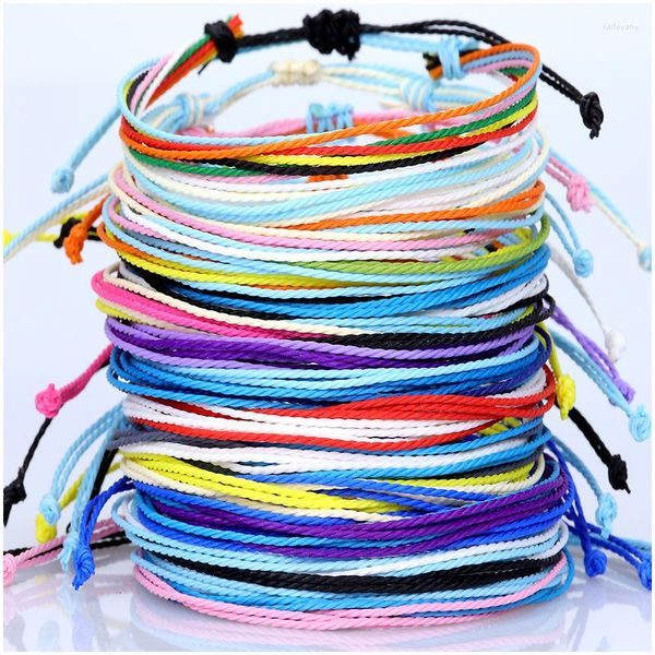 Braccialetti con ciondoli 10 pezzi filo di cera impermeabile intrecciato donna uomo braccialetto Boho multicolore fatto a mano amicizia gioielli yoga