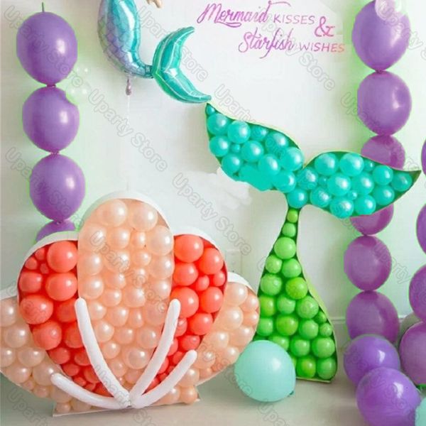 Outros suprimentos para festas de eventos Sereia Mosaico Moldura de Balão Látex Globos Sereia Placa de Espuma Caixa de Enchimento de Balão para Aniversário de Sereia Decoração de Chá de Bebê 230923