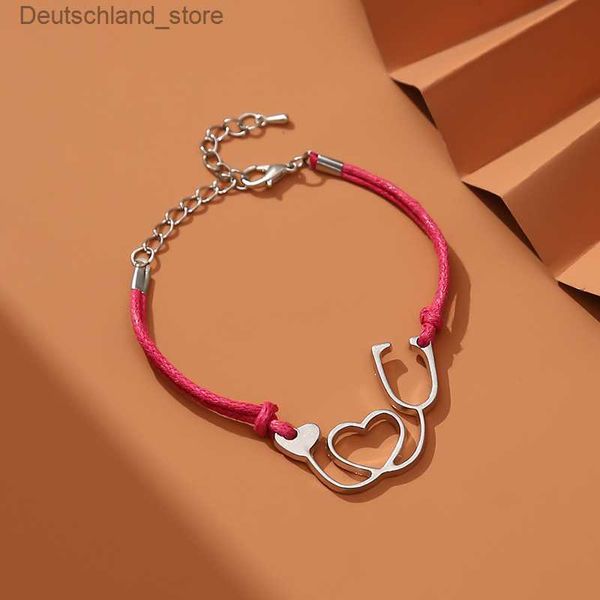 Charm-Armbänder, kreatives Armband für Frauen, Edelstahl, Arzt-Stethoskop, Anhängerform, verstellbare Handschlaufe für Mädchen, trendiger Schmuck, Geschenk Q230925