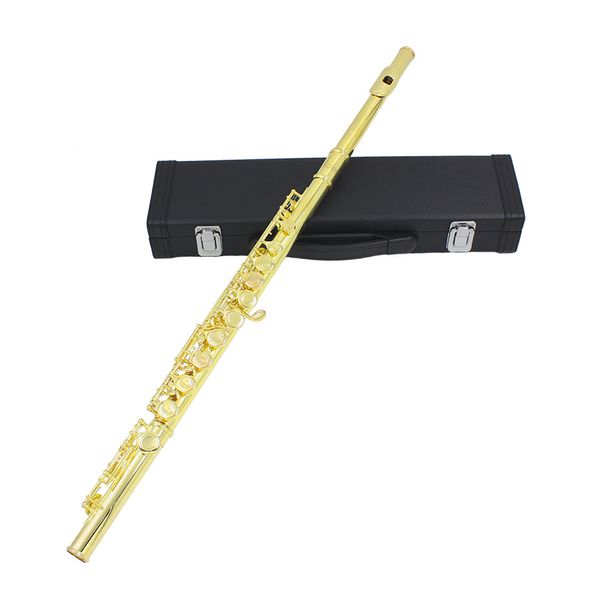 Позолоченный серебряный ключ, 16-луночная флейта, деревянная труба, закрытое отверстие, ключ E/коробка аксессуаров