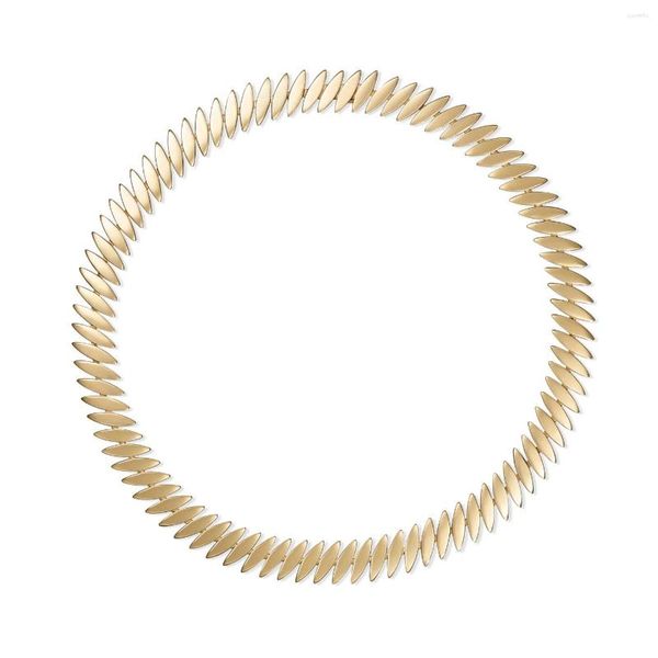Collana Orecchini Set Donne europee geometriche Gioielli semplici Bracciale a catena a maglie con ciondolo a punta alta lucida color oro