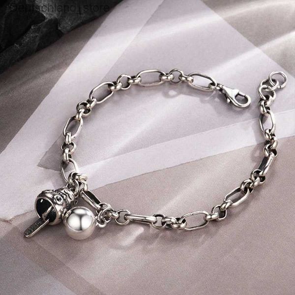 Charme Pulseiras Ventfille 925 Sterling Silver Lucky Cat Bell Pulseira para Mulheres Simples Temperamento Partido Presente Jóias 2023 Novo Dropshipping Q230925