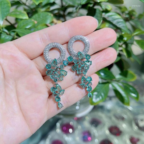 Brincos de parafuso prisioneiro encantos gota de água círculo flor verde cristal borla retro luxo feminino jóias designer amigos presente coreano