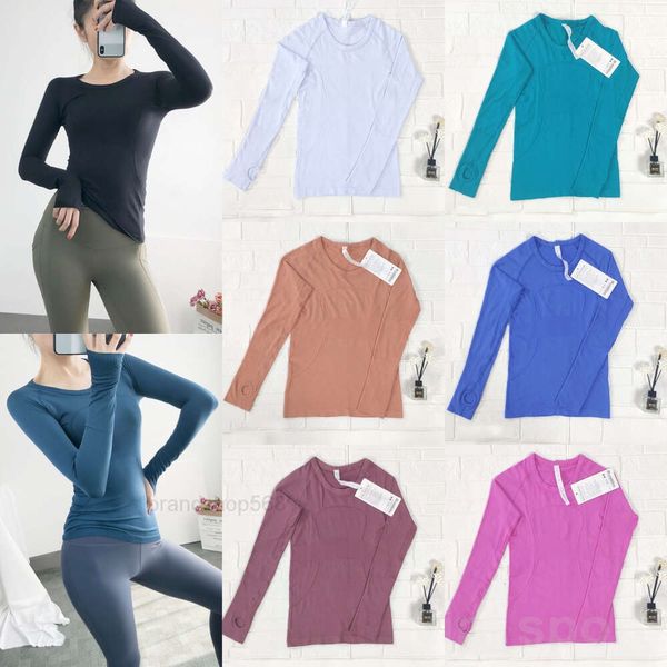 LuLu Align Yoga Jogging Tee Shirt Manica lunga Donna Athletic T-shirt Stretch Bodybuilding Top Tight Fitness Swiftly Tech Sports Tshirt Swift Speed Slim Gymh