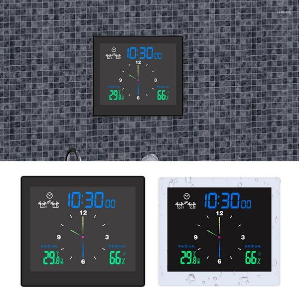 Wanduhren Digitaluhr Wasserdicht Badezimmer Dusche Saugständer Alarm Timer Temperatur Luftfeuchtigkeitsmesser