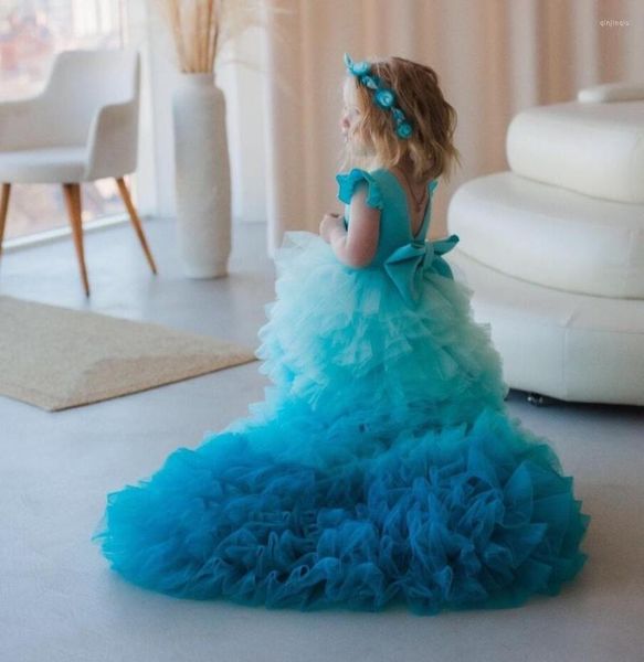 Abiti da ragazza Abito da compleanno principessa gonfio Strati per bambini Fiore di tulle Abiti da prima comunione carini e alti