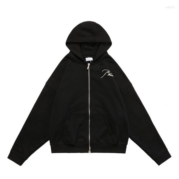 Hoodies masculinos com capuz zíper carta logotipo bordado alta rua esportes jaqueta feminina anime roupas masculinas