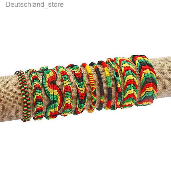 Braccialetti con ciondoli Braccialetti di amicizia Rasta misti Braccialetti di seta di cotone Reggae Giamaica Surfer Braccialetti Boho Q230925