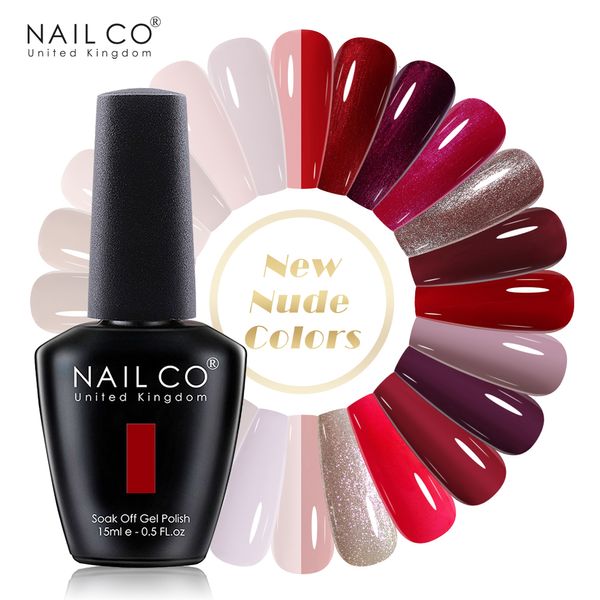 Nagellack NAILCO 15 ml UV-Gel-Nagellack, semi-permanenter Gel-Lack, Emaille, braunes Nagelgel-Design, rote Nägel, Kunst, nackte Farbe, Glitzer, Maniküre, 230923