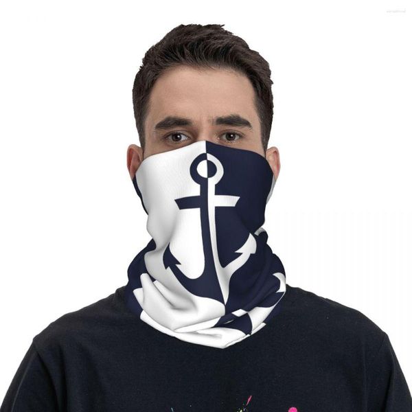 Sciarpe Nautiche Bianco E Blu Navy Ancora Bandana Ghetta Collo Maschera Stampata Sciarpa Passamontagna Multifunzionale Ciclismo Unisex Adulto Inverno