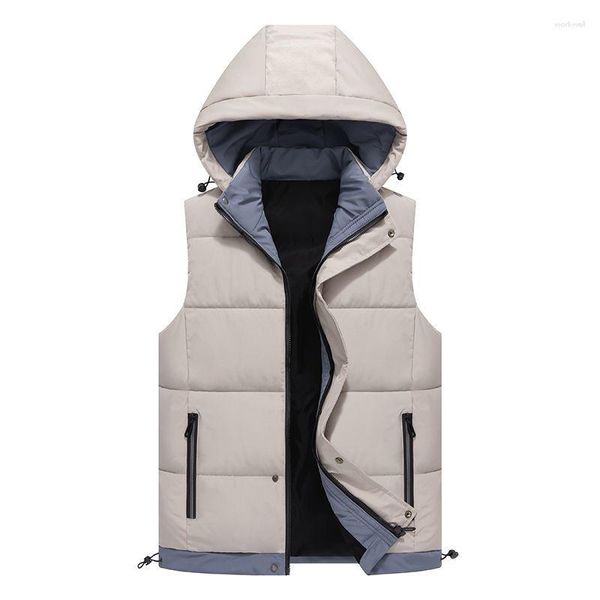 Gilet da uomo Fabbrica diretta da uomo in cotone Gilet Cappotto Autunno Inverno Gilet con cappuccio Casual Giacca senza maniche Outwear Caldo imbottito Top L169