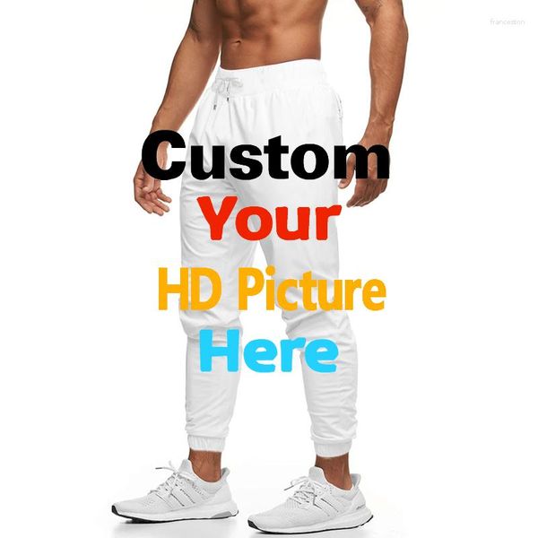 Calças masculinas personalizadas suor homens 3d imprimir seu próprio design personalizado sweatpants masculino cintura elástica jogger gota personalizada