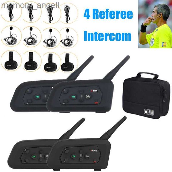 Walkie Talkie EJEAS 4pcs 1200M Intercom Full Duplex 4 vias Treinador de futebol Juiz Fone de ouvido Árbitro Sistema de comunicação BT Interphone HKD230925