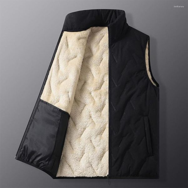 Gilet da uomo Gilet invernale da uomo addensato in pile caldo nero grigio kaki sciolto casual autunno uomo