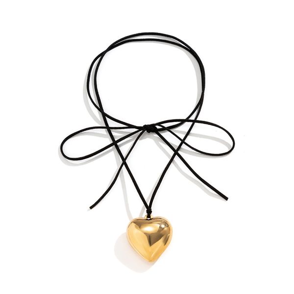 Frauen Schwarz Herz Anhänger Halsband Sexy Rock Handgemachte Halskette Frauen Zubehör