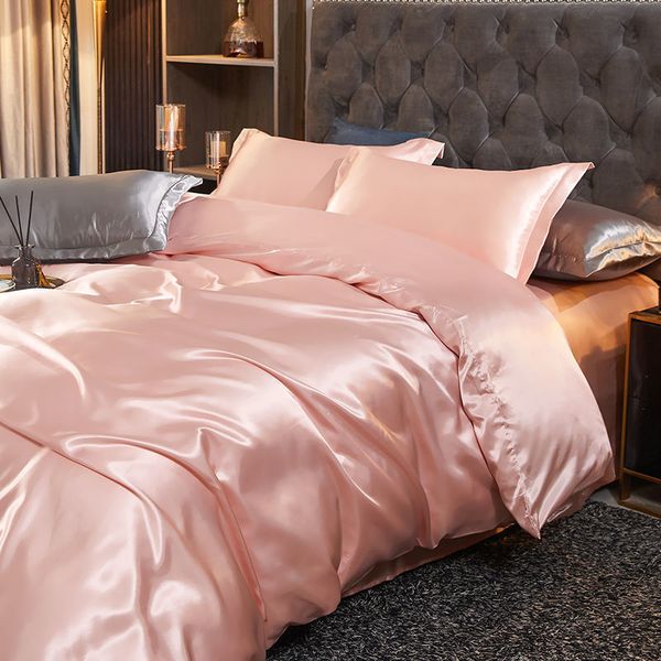 Set di biancheria da letto Set di biancheria da letto in raso di rayon di lusso Set copripiumino Set di biancheria da letto singolo matrimoniale king size 2 pezzi / 3 pezzi / 4 pezzi Copriletto Set di biancheria da letto 230923