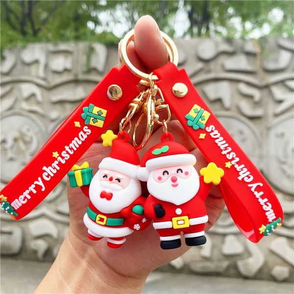 Charme do telefone móvel dos desenhos animados boneco de neve chaveiro de natal santa chaveiro carro pingente saco pingente pequenos presentes para cinta do telefone móvel pingente chaveiro