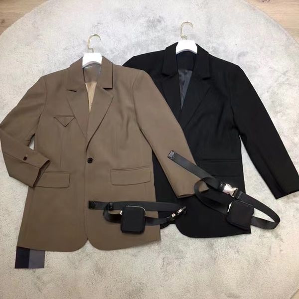 Женская куртка осенне-зимние куртки с V-образным вырезом и длинным рукавом Высококачественная брендовая одежда класса люкс Модный пиджак Верхняя верхняя одежда Костюм Пальто с поясом Slim Fit