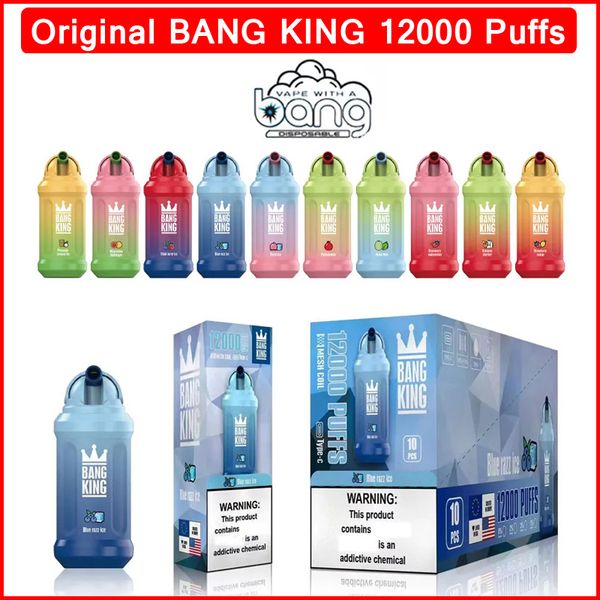 Original Bang King 12000 Puffs Einweg-Vape E-Zigarette mit wiederaufladbarem 650-mAh-Akku 23 ml Pod Big Smoking Puff Bars Pen