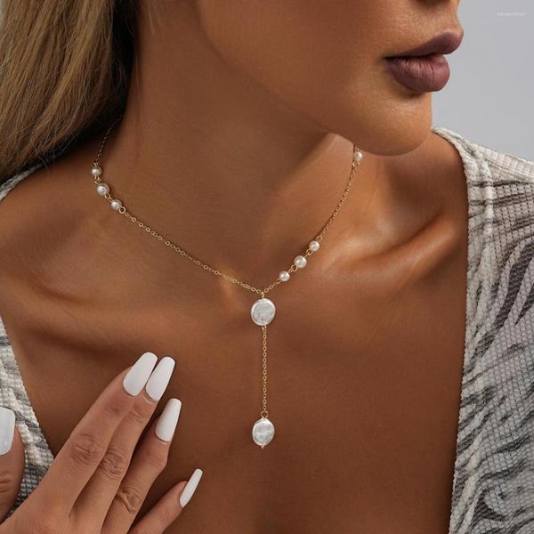 Anhänger Halsketten Mode Vielseitig Damen Kreative Vintage Faux Perle Halskette Für Frauen Romantische Prom Schmuck Großhandel