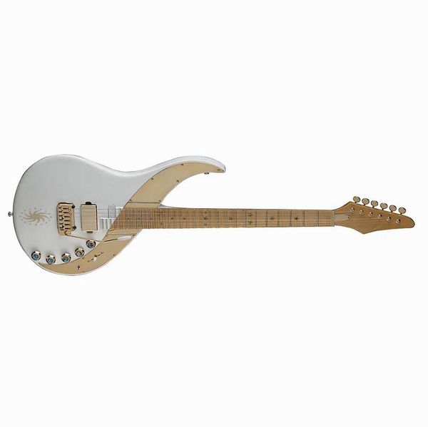 Super seltene Uli Jon Roth 6 Sky White E-Gitarre, Spiegel-Schlagbrett, Vintage-Tuner, Gold-Hardware, China-Tremolo-Brücke, Ahorn-Griffbrett, Sterneinlage