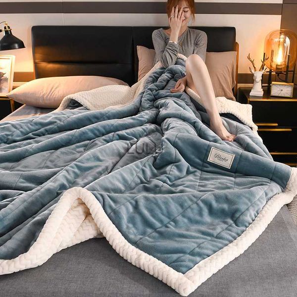 Coperte Coperta Trapunta Flangia ispessita Agnello Velluto corallo Copertura invernale per il giorno Coperta Primavera e autunno Letto per dormitorio studentesco singolo YQ230925